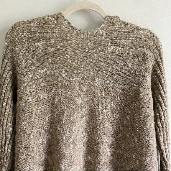FREE  People Speckled Oversized Open Cardigan Sweater Taupe Size L - Picture 7 of 12